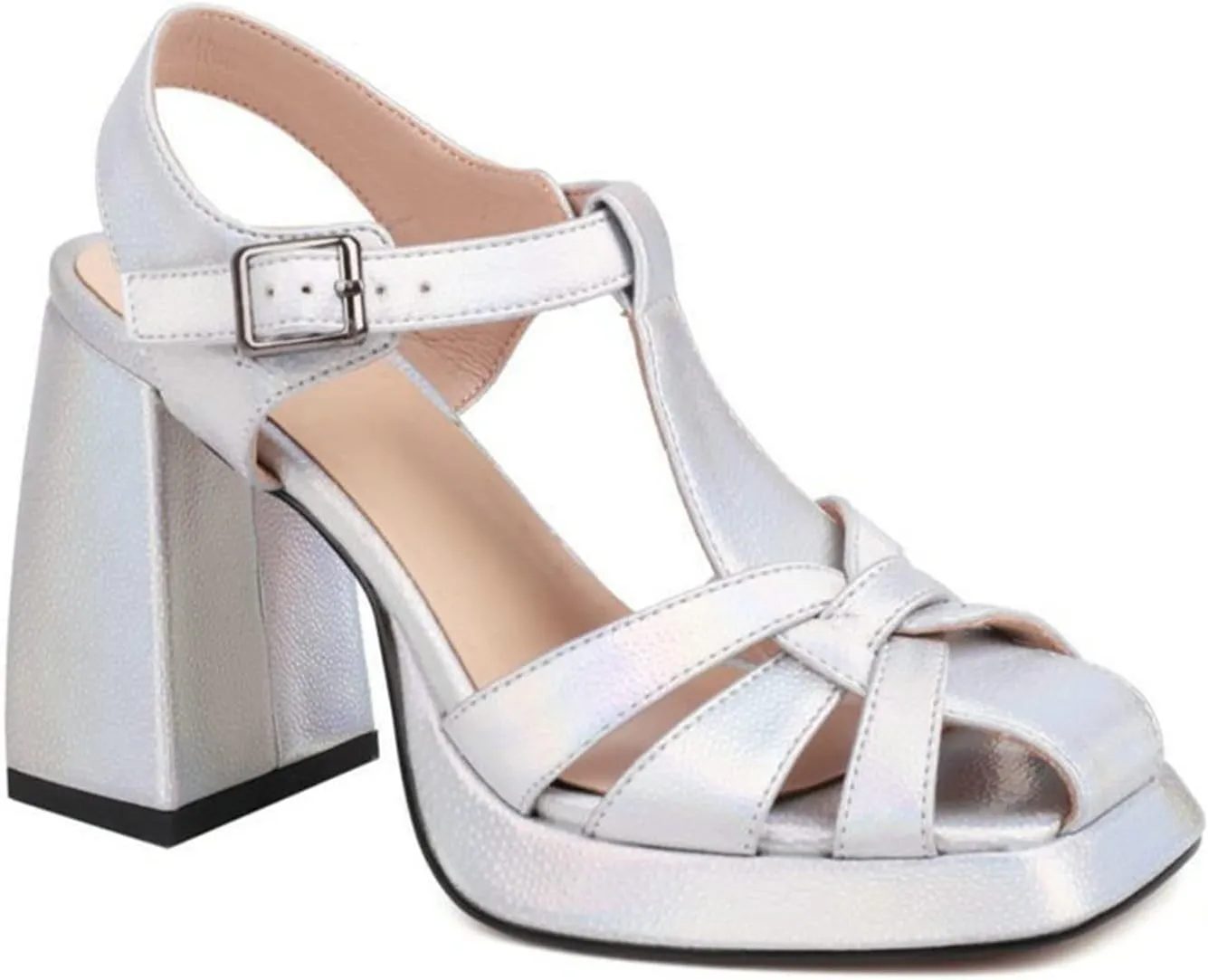 TNXZ Girl 's Platform High Heels Sandals Square Closed Toe Strappy Pumps Dress Party Summer Shoes for Daughters Prom