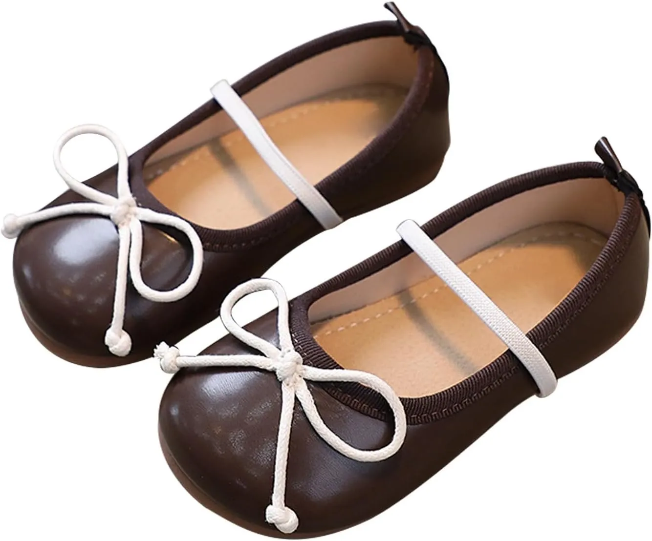 Toddler Girl Mary Jane Dress Shoes Non Slip Soft Sole Leather Bowknot School Shoes Kids Classic Ballerina Flat