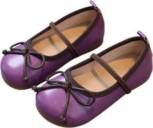 Toddler Girl Mary Jane Dress Shoes Non Slip Soft Sole Leather Bowknot School Shoes Kids Classic Ballerina Flat