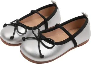 Toddler Girl Mary Jane Dress Shoes Non Slip Soft Sole Leather Bowknot School Shoes Kids Classic Ballerina Flat