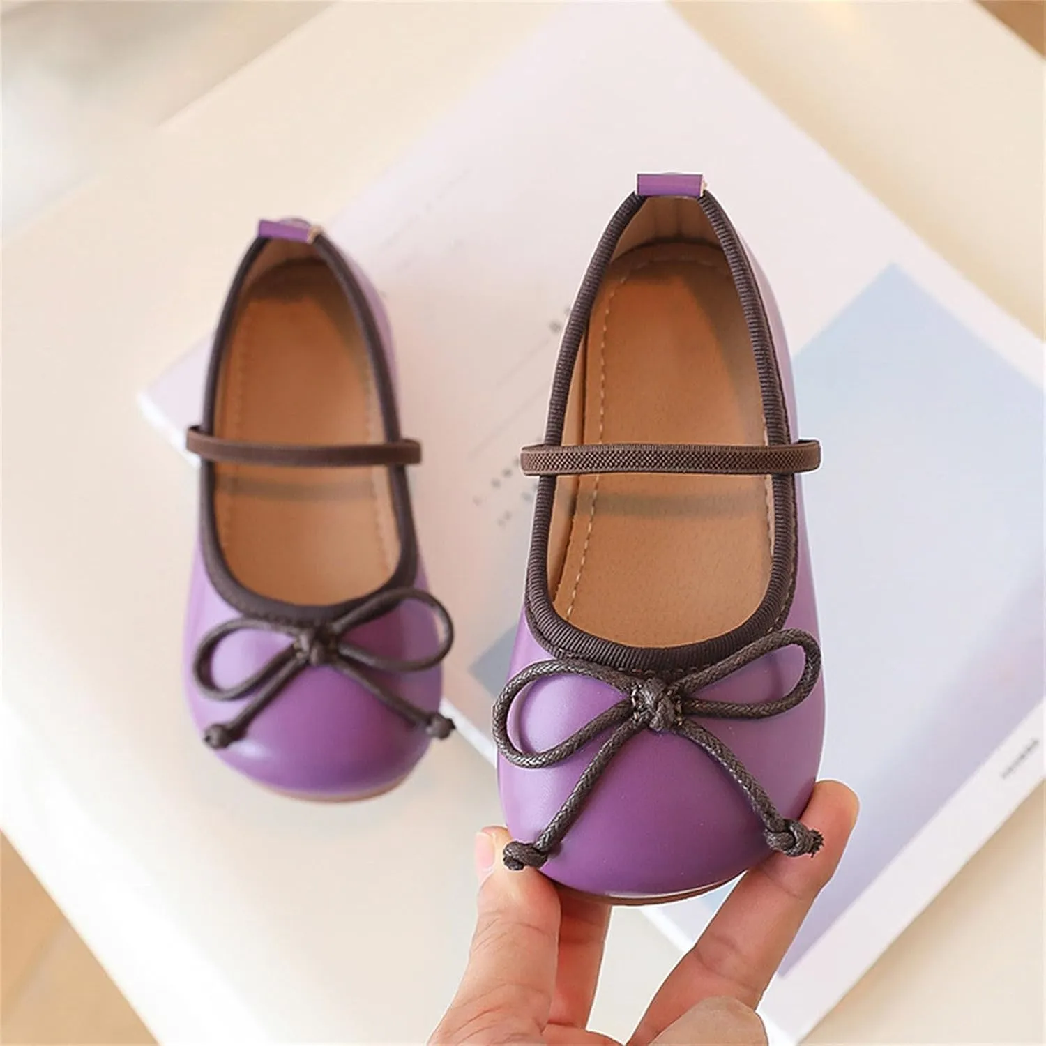 Toddler Girl Mary Jane Dress Shoes Non Slip Soft Sole Leather Bowknot School Shoes Kids Classic Ballerina Flat