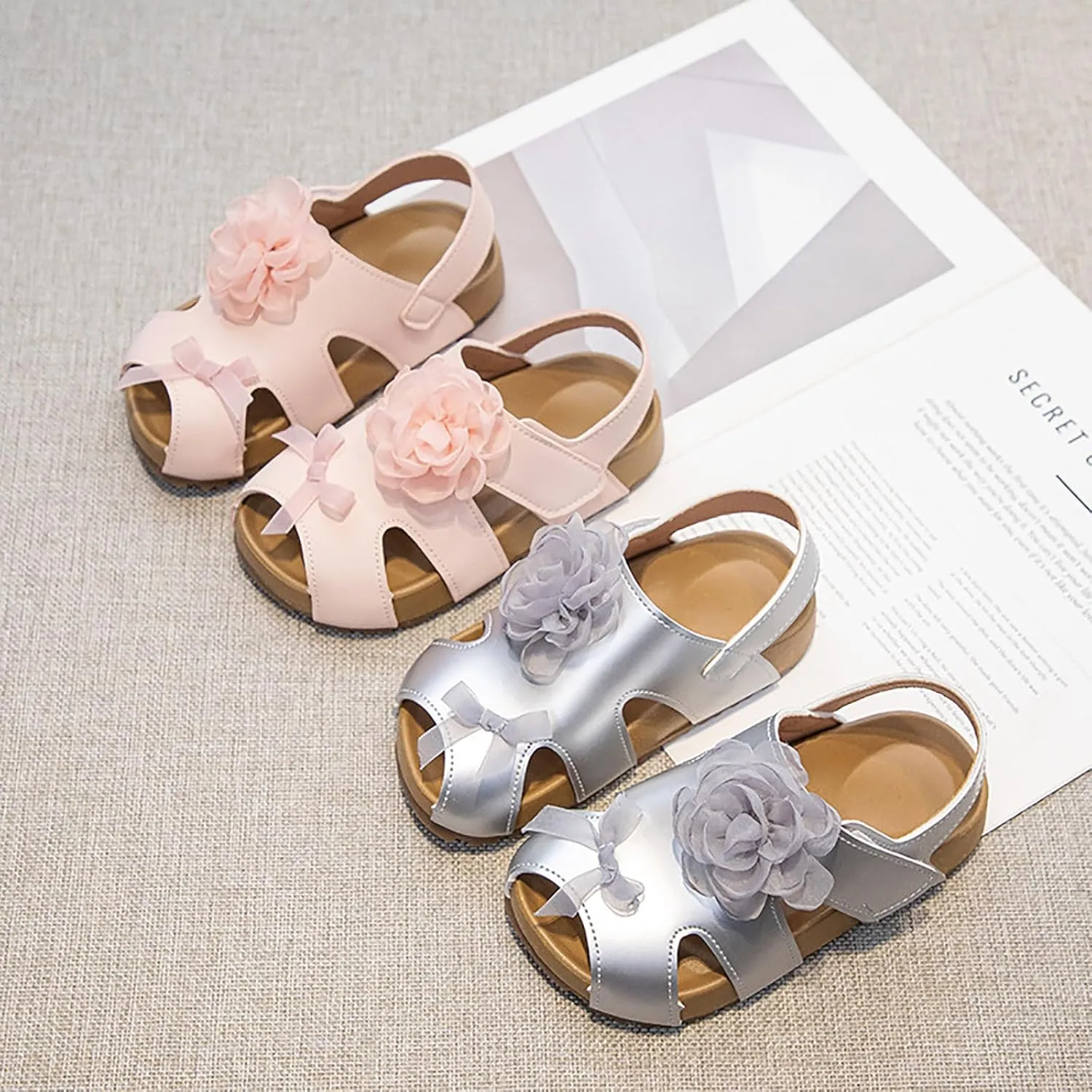Toddler Girl Sandals Girls Shoes Comfortable Soft Sole Sandals Fashionable Flower Open Toe Beach