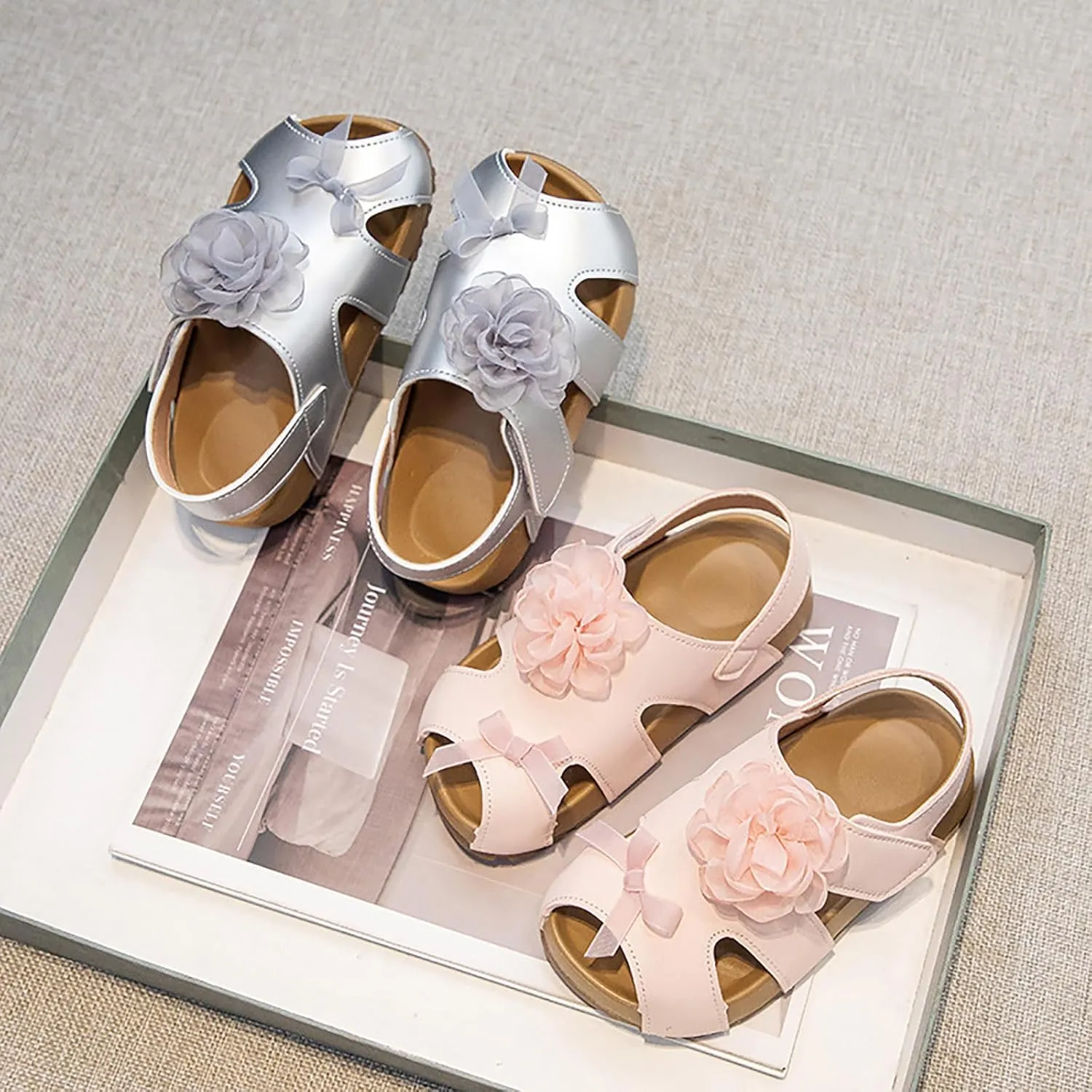 Toddler Girl Sandals Girls Shoes Comfortable Soft Sole Sandals Fashionable Flower Open Toe Beach