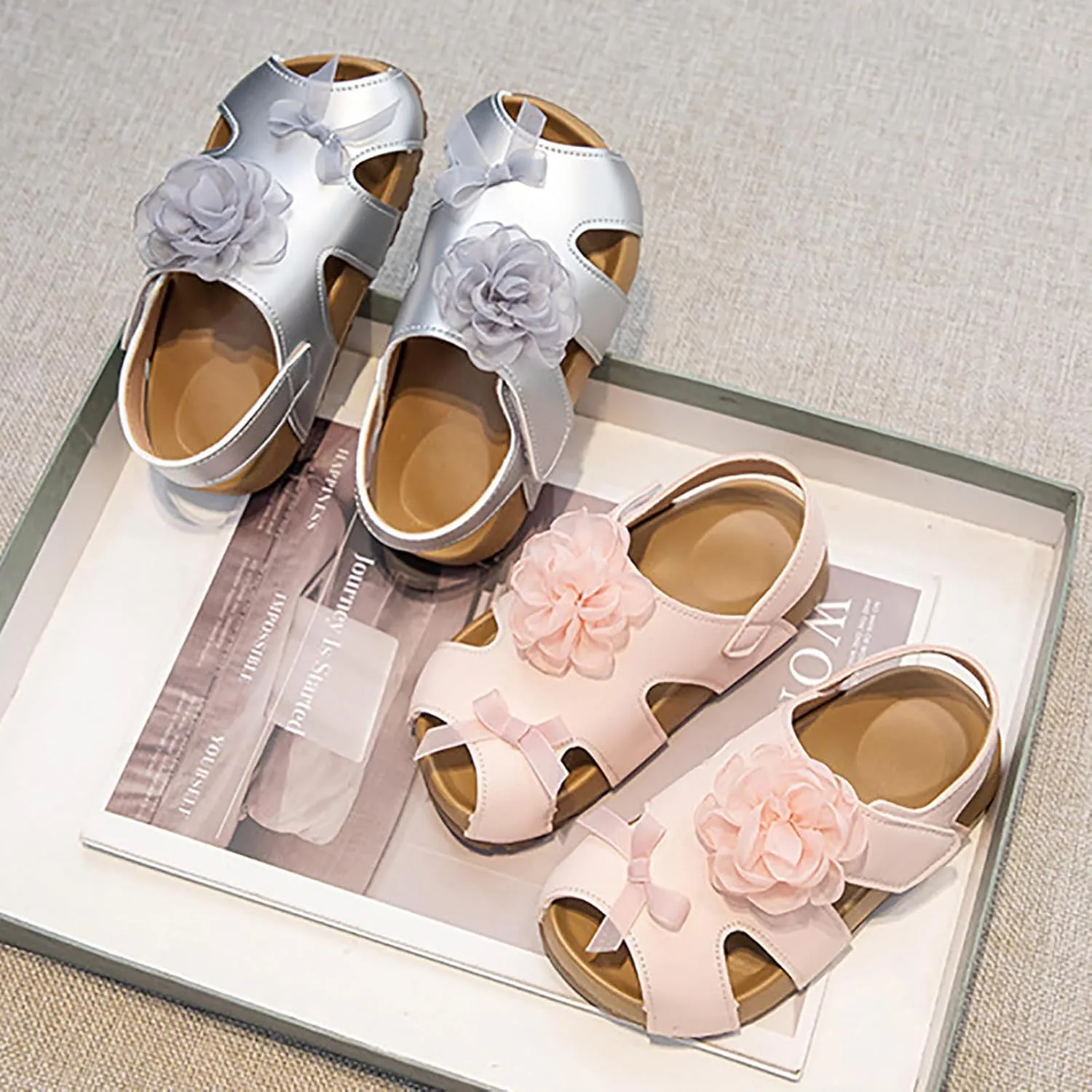 Toddler Girl Sandals Girls Shoes Comfortable Soft Sole Sandals Fashionable Flower Open Toe Beach