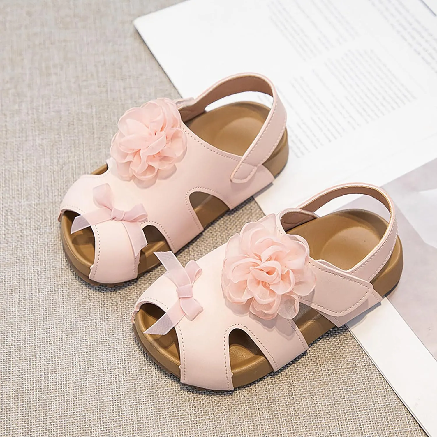Toddler Girl Sandals Girls Shoes Comfortable Soft Sole Sandals Fashionable Flower Open Toe Beach