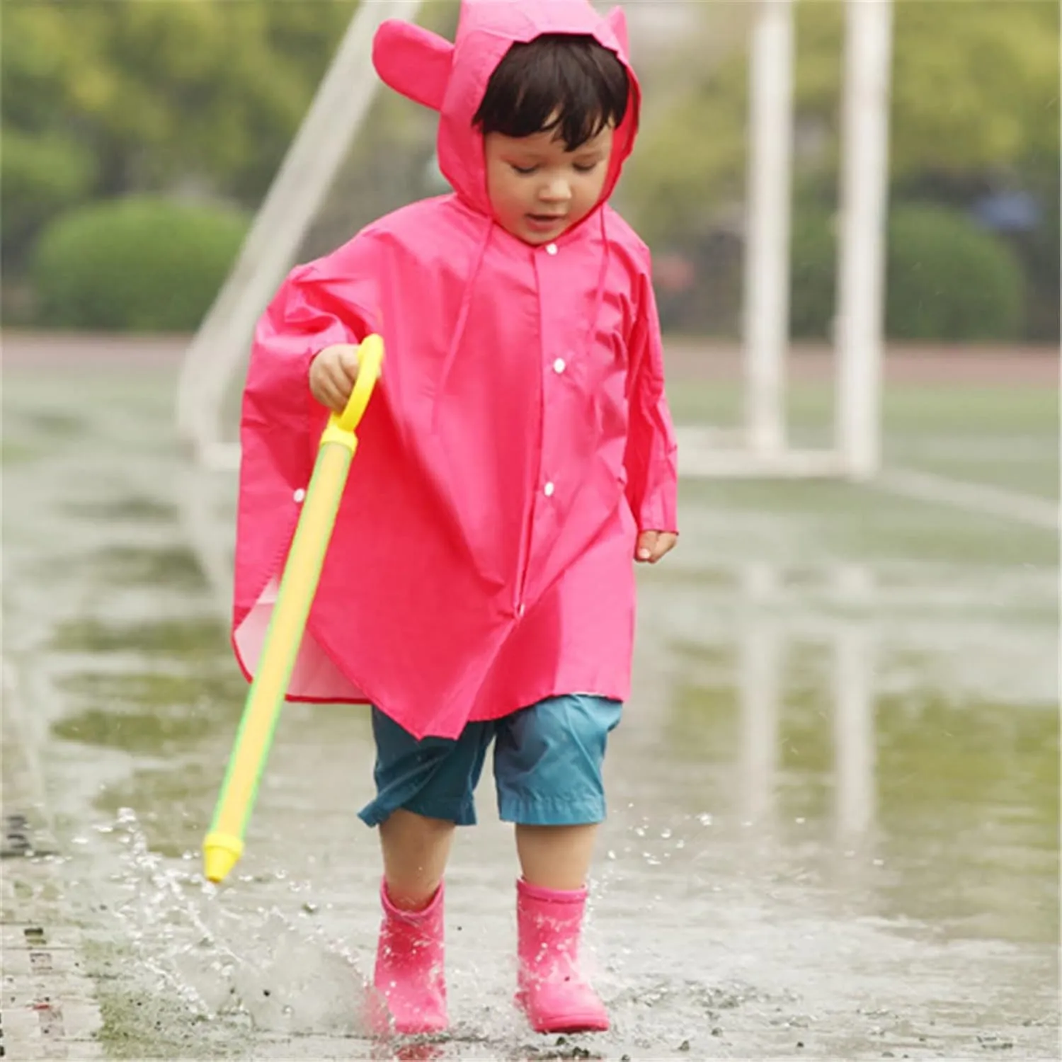 Toddler Rain Boots Easy On Mud Boots Kids Rubber Boots Lightweight Short Rain Boots Boys Waterproof Ankle Boots