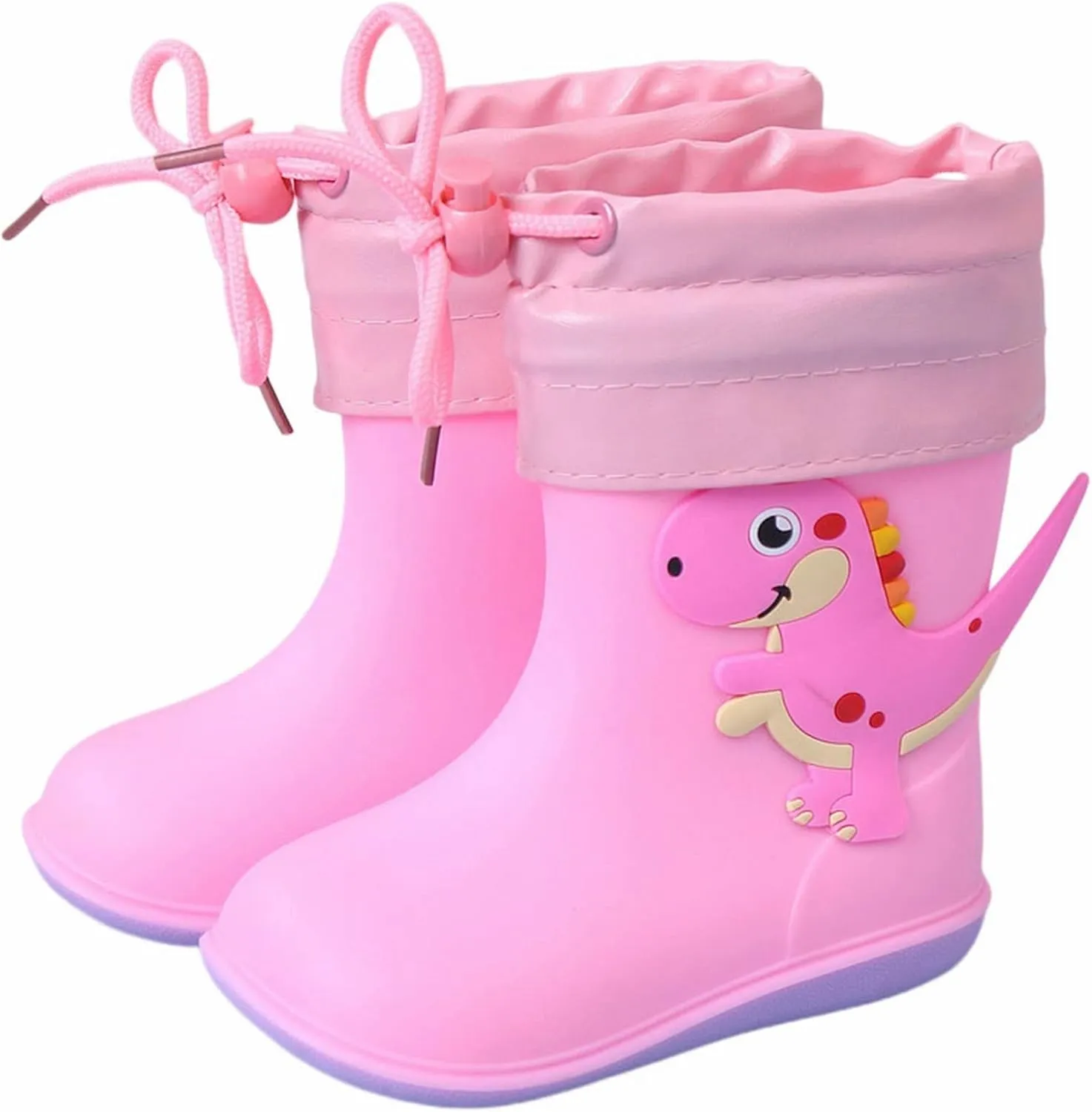 Toddler Rain Boots Waterproof Rubber Boots Kids Dinosaur Rain Boots for Girls Boys,Unisex-Child Outdoor Rain Boots