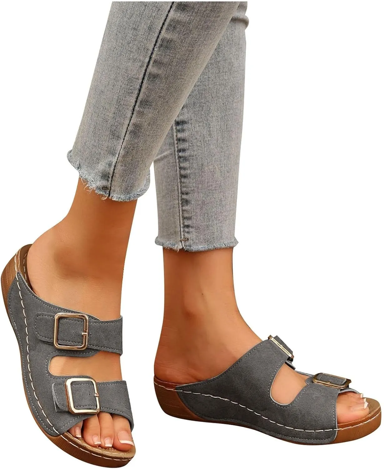 Travel Orthopedic Sandals for Women Comfortable Beach Walking Shoes with Arch Support Summer 2025 Comfortable Dressy Casual Wedge Slippers Non Slip & Lightweight with Comfort Cushion Sole