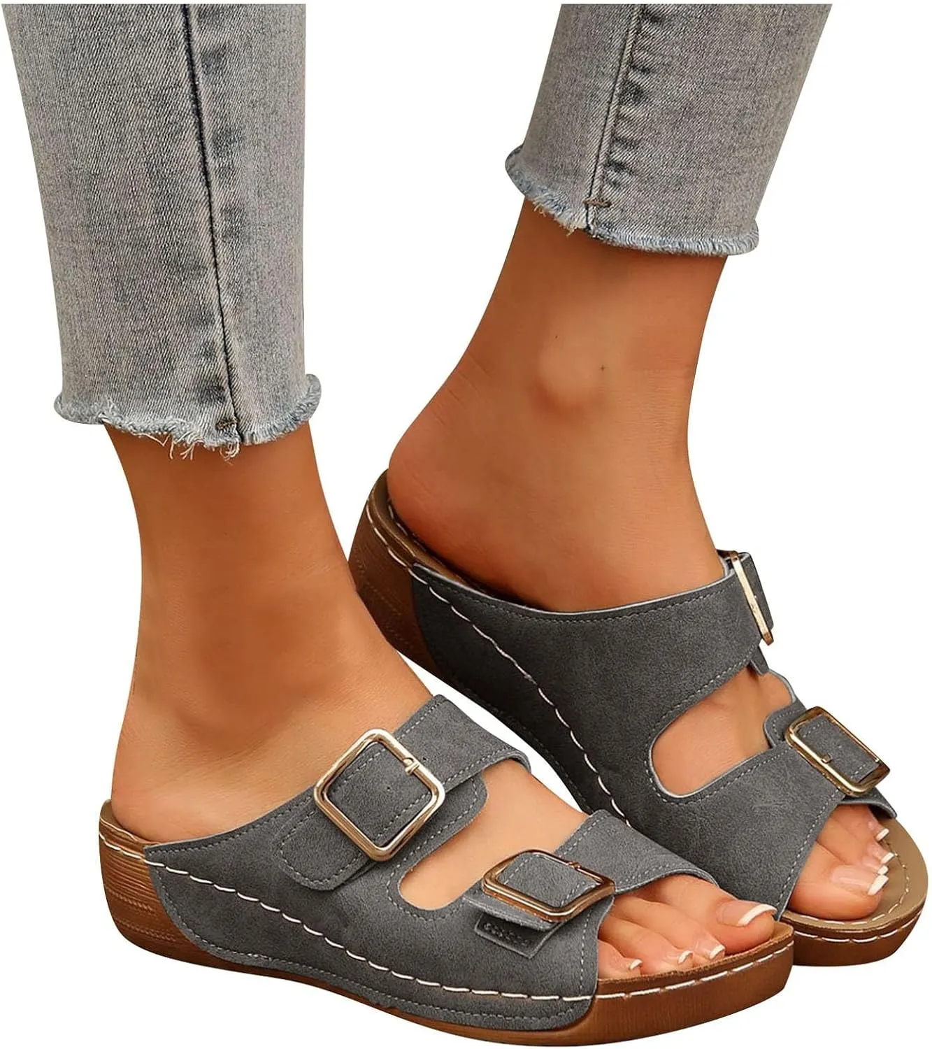 Travel Orthopedic Sandals for Women Comfortable Beach Walking Shoes with Arch Support Summer 2025 Comfortable Dressy Casual Wedge Slippers Non Slip & Lightweight with Comfort Cushion Sole