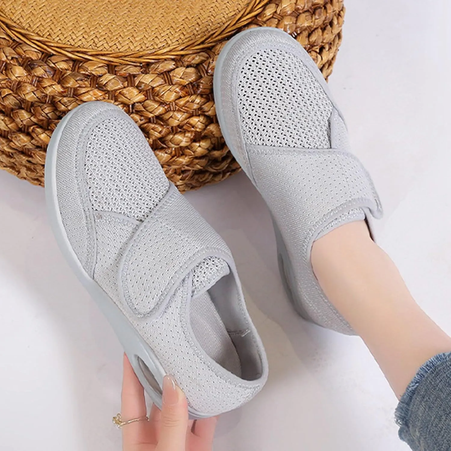 Unisex Adjustable Laceless Easy On and Off Soft Breathable Espadrilles Sketches Casual Shoes for Women, 6.5