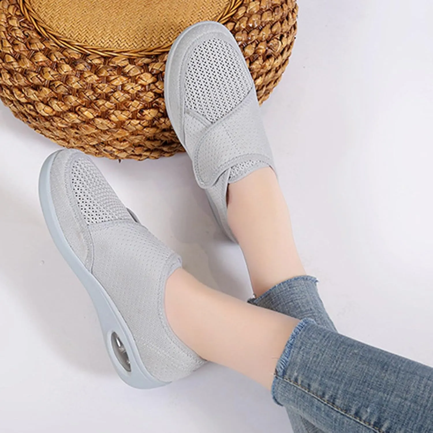 Unisex Adjustable Laceless Easy On and Off Soft Breathable Espadrilles Sketches Casual Shoes for Women, 6.5