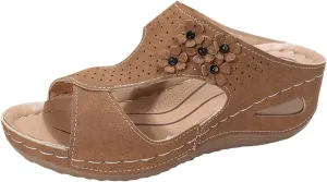 Wedge Sandals for Women 2025 Casual Orthopedic Sandals for Women Slip on Wide Width Shoes Fashion Trendy Summer Open Toe Sandal Summer Dressy Vacation Beach Shoes 2025