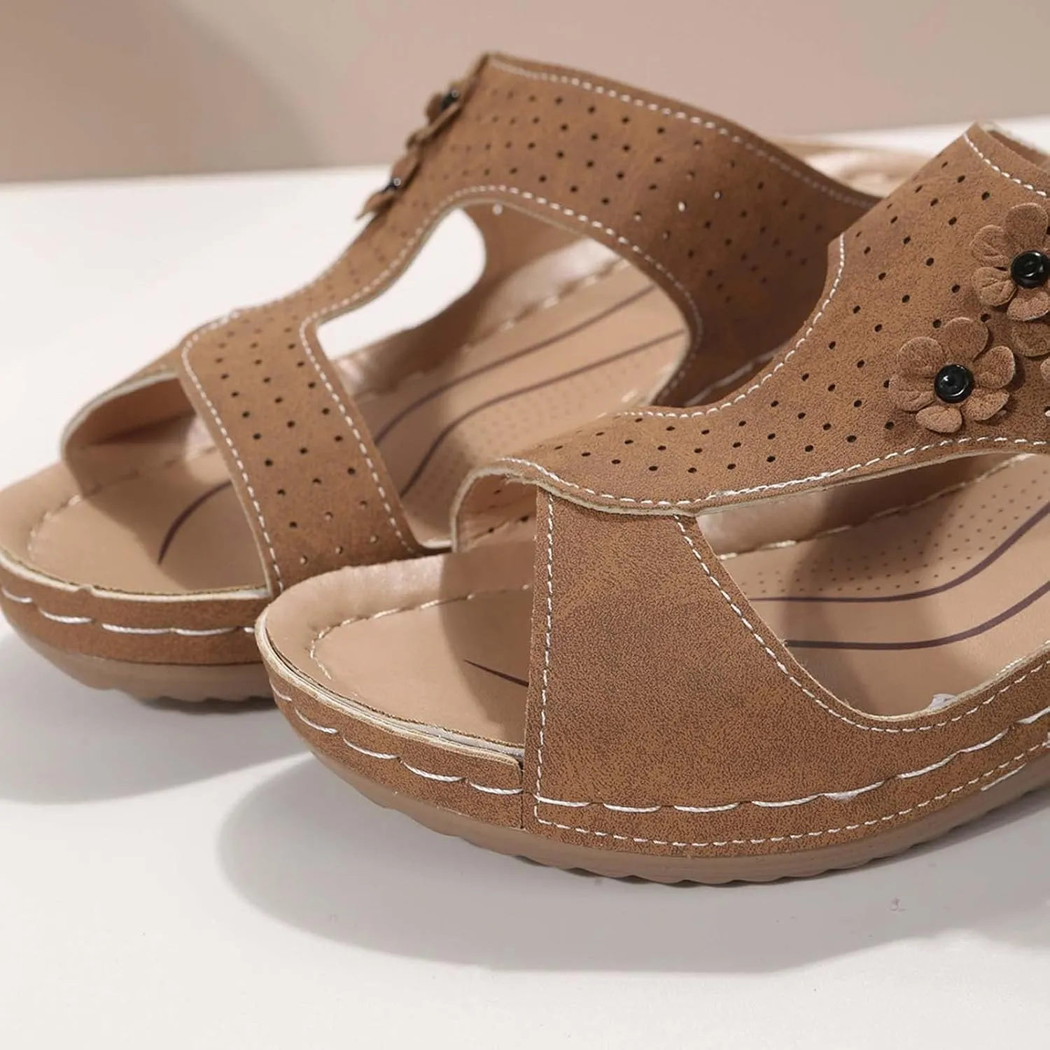 Wedge Sandals for Women 2025 Casual Orthopedic Sandals for Women Slip on Wide Width Shoes Fashion Trendy Summer Open Toe Sandal Summer Dressy Vacation Beach Shoes 2025