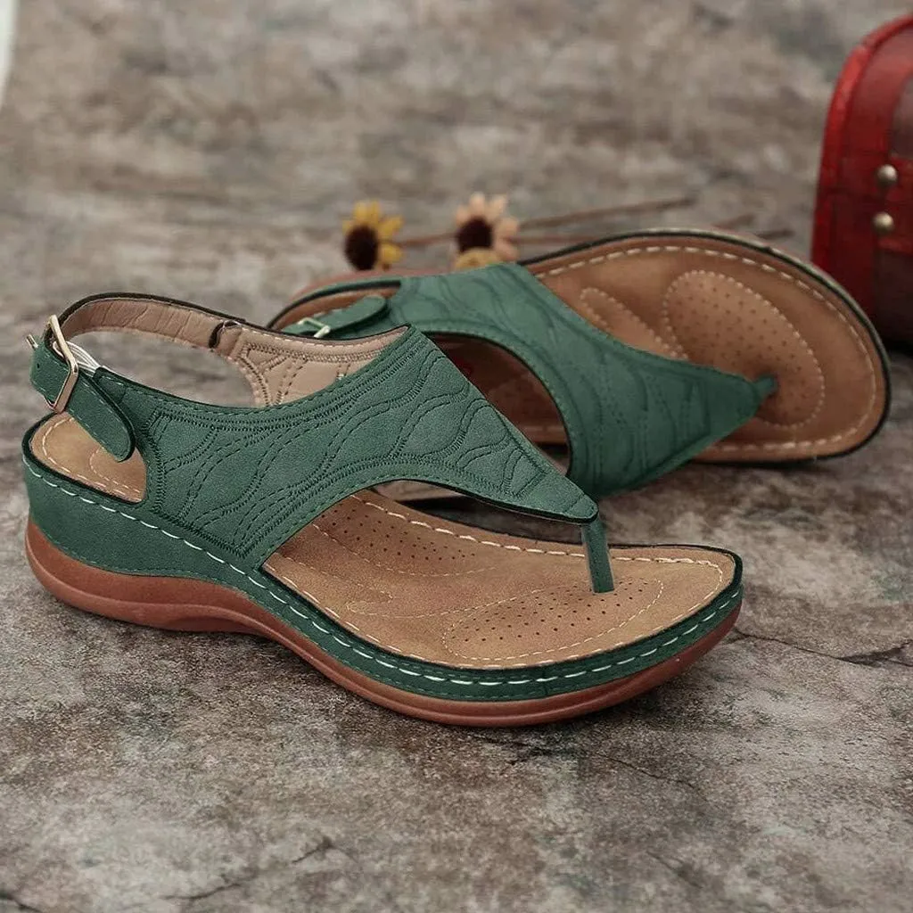Wedge Sandals for Women 2025 Wide Width Orthopedic Flip Flops with Arch Support Summer Slip On Walking Shoes Adjustable Buckle Platform Flip Flops