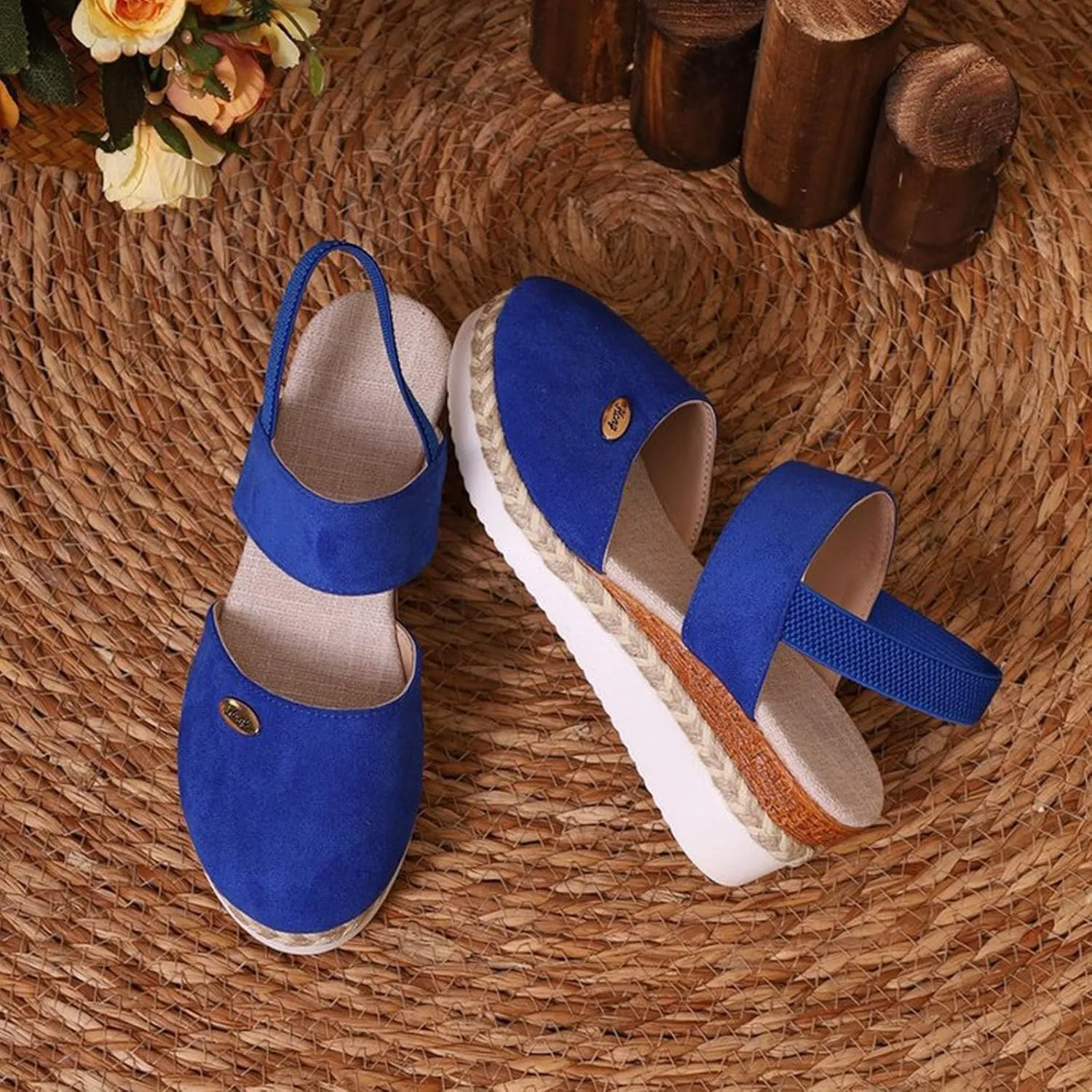 Wedge Sandals for Women Closed Toe Espadrilles Slingback Elastic Strap Lightweight Shoes Comfy Summer Daily Style