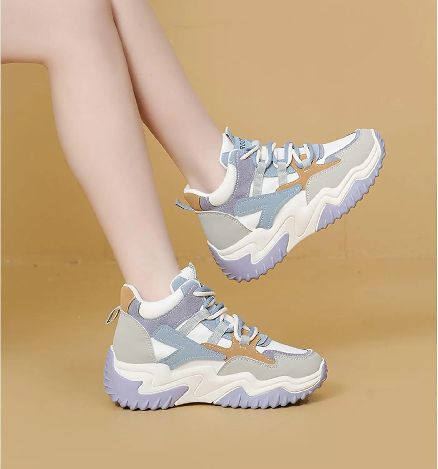 Women Breathable Sport Dad Shoes Thick Platform Sneakers,Platform Dad Shoes for Women,Lightweight Casual Everyday Walking Fashion Chunky Dad Shoes