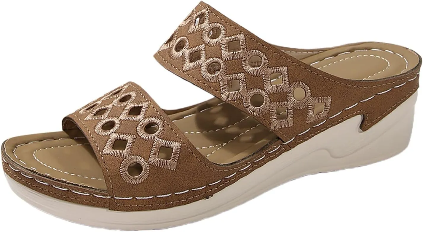 Women Wedge Sandals Comfortable Walking Casual Slip on Summer Shoes Womens Comfort Lightweight Platform Sandals