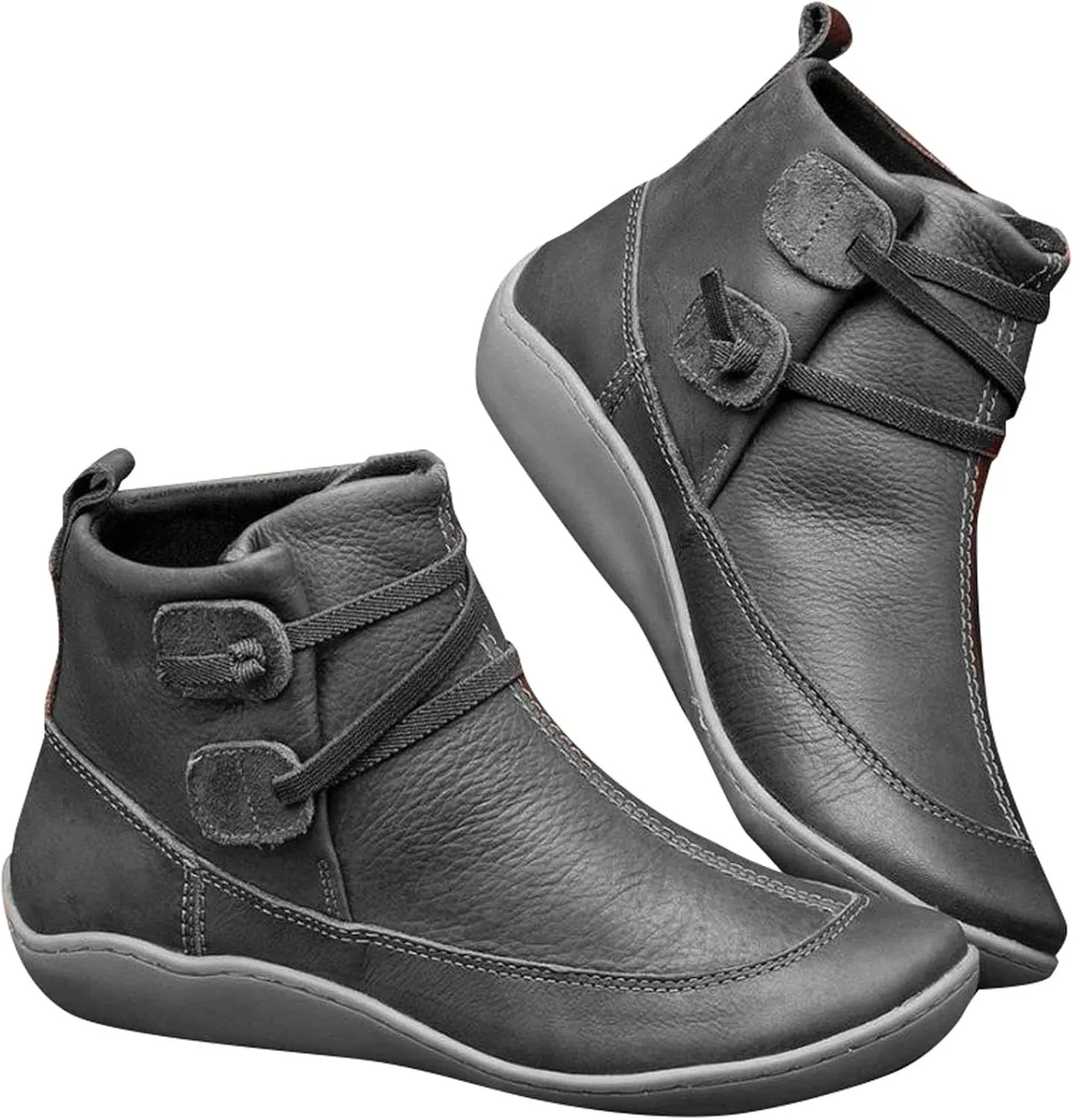 Women's Ankle Boots & Booties Wide Ankle Booties for Women Short Boots for Women Low Heel Hiking Boot Laces Men Cozy Warm Lightweight Slip on Pointed Toe Leather Casual