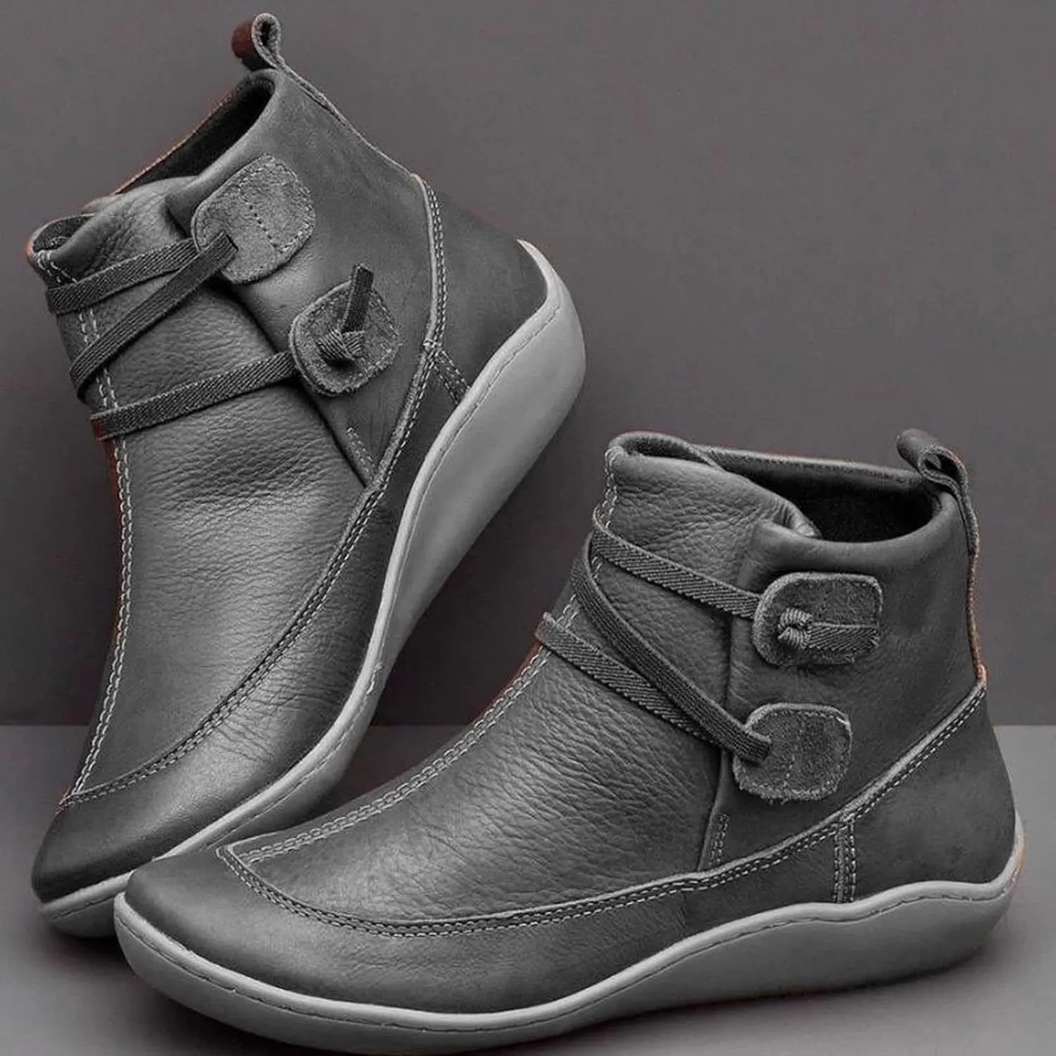 Women's Ankle Boots & Booties Wide Ankle Booties for Women Short Boots for Women Low Heel Hiking Boot Laces Men Cozy Warm Lightweight Slip on Pointed Toe Leather Casual