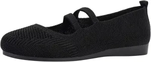 Womens Ballet Flats Shoes Comfort Walking Shoe, Breathable Crochet Knit Mesh Round Toe Dress Shoes Double Strap Shoe