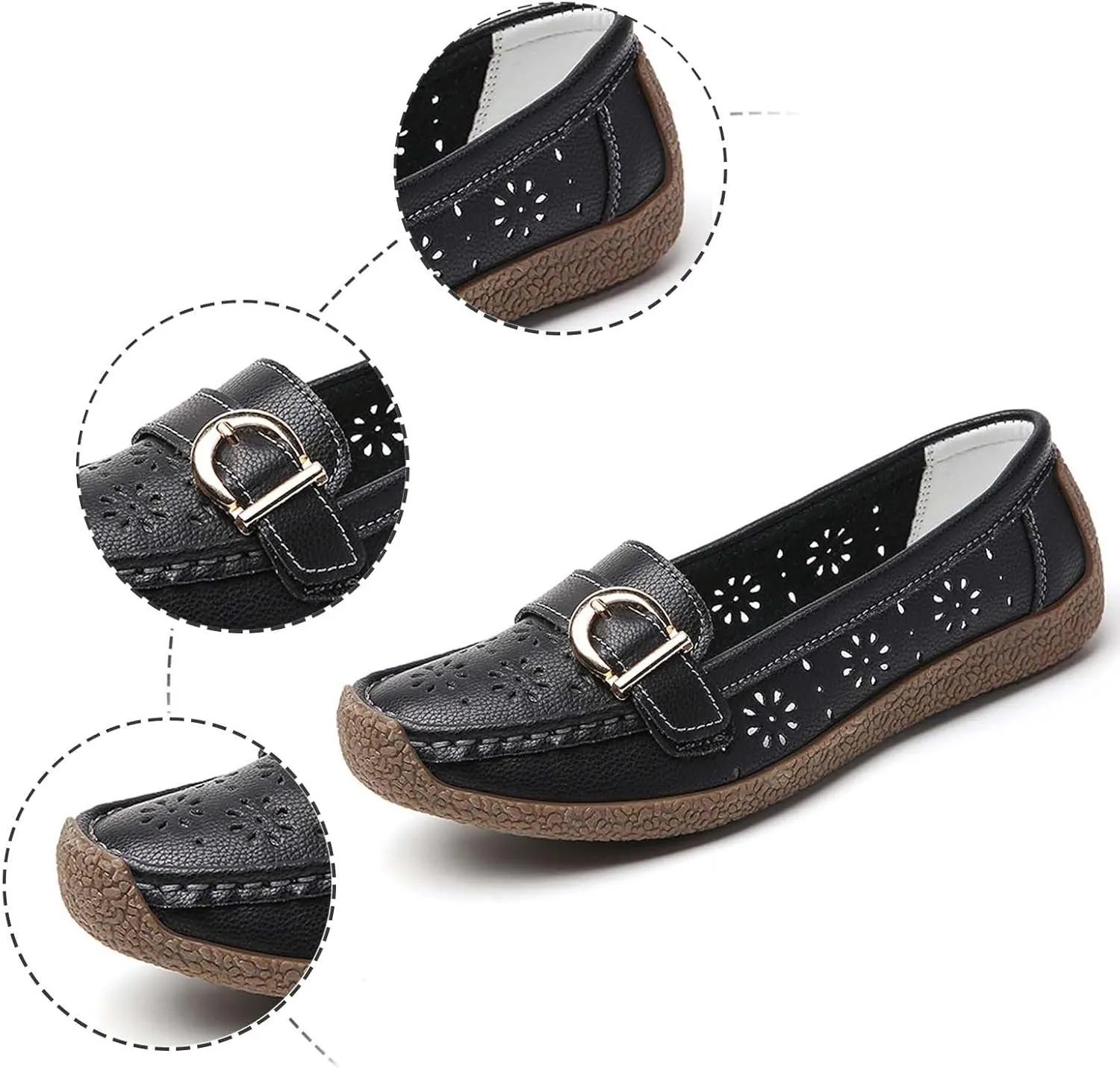 Women's Casual Comfortable Slip On Flat Shoes Breathable Soft Sole Loafers for Walking Driving Everyday Wear with Jeans Skirts