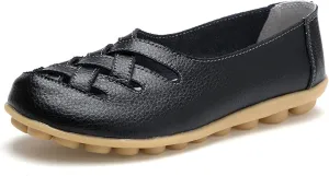 Women's Casual Flat Loafer Comfort Slip On Walking Boat Shoe Lightweight Soft Leather Driving Moccasins Closed Toe Sandals