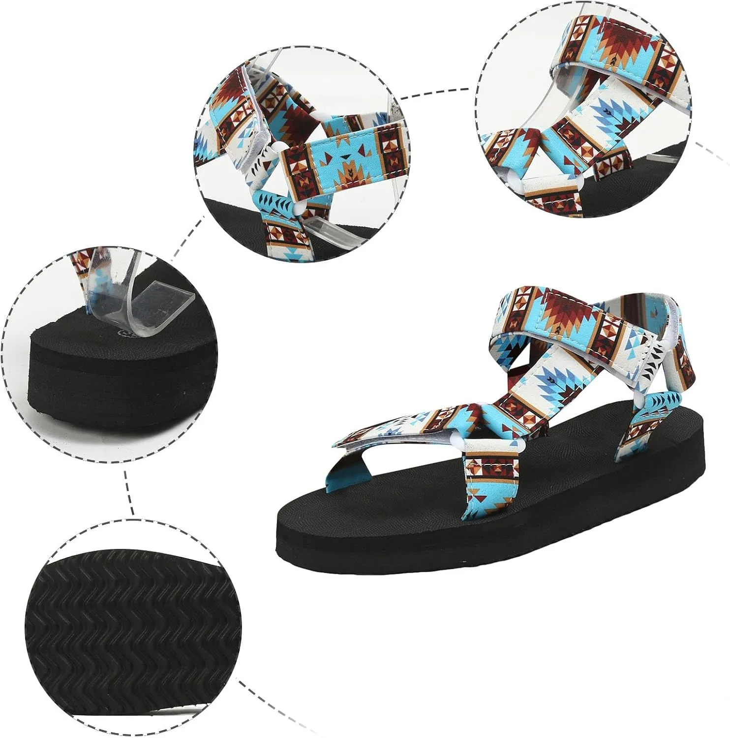 Womens Espadrille Outdoor Sandals Non Slip Hiking Sandals with Adjustable Ankle Strap Arch Support Beach Vacation Camping Slip on Barefoot Sports Shoes Summer Bohemian Orthotic Athletic Sandal