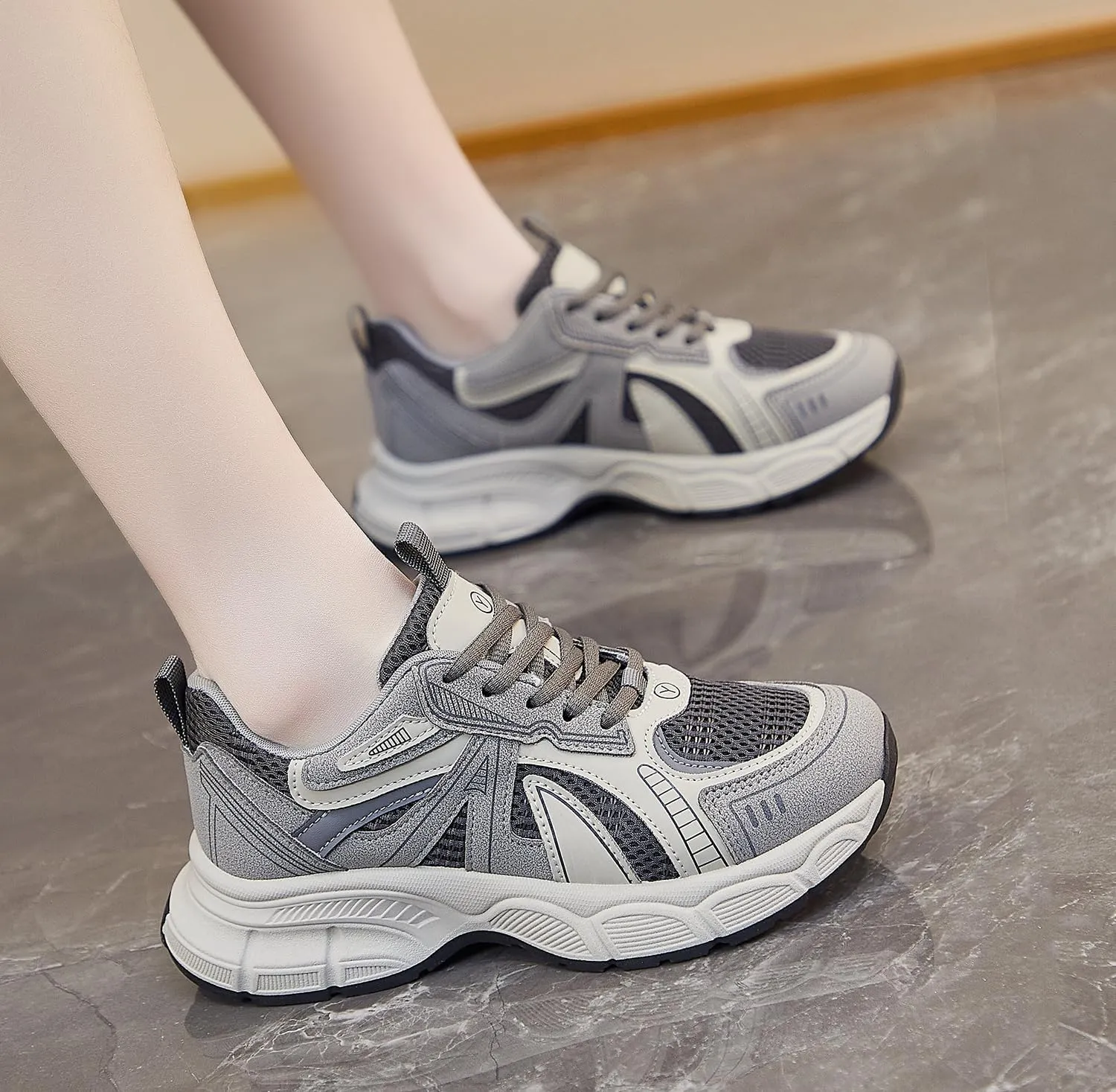 Women's Fashion Platform Sneakers Y2K Comfort Lightweight Breathable Walking Shoes Casual Sport Work Workout