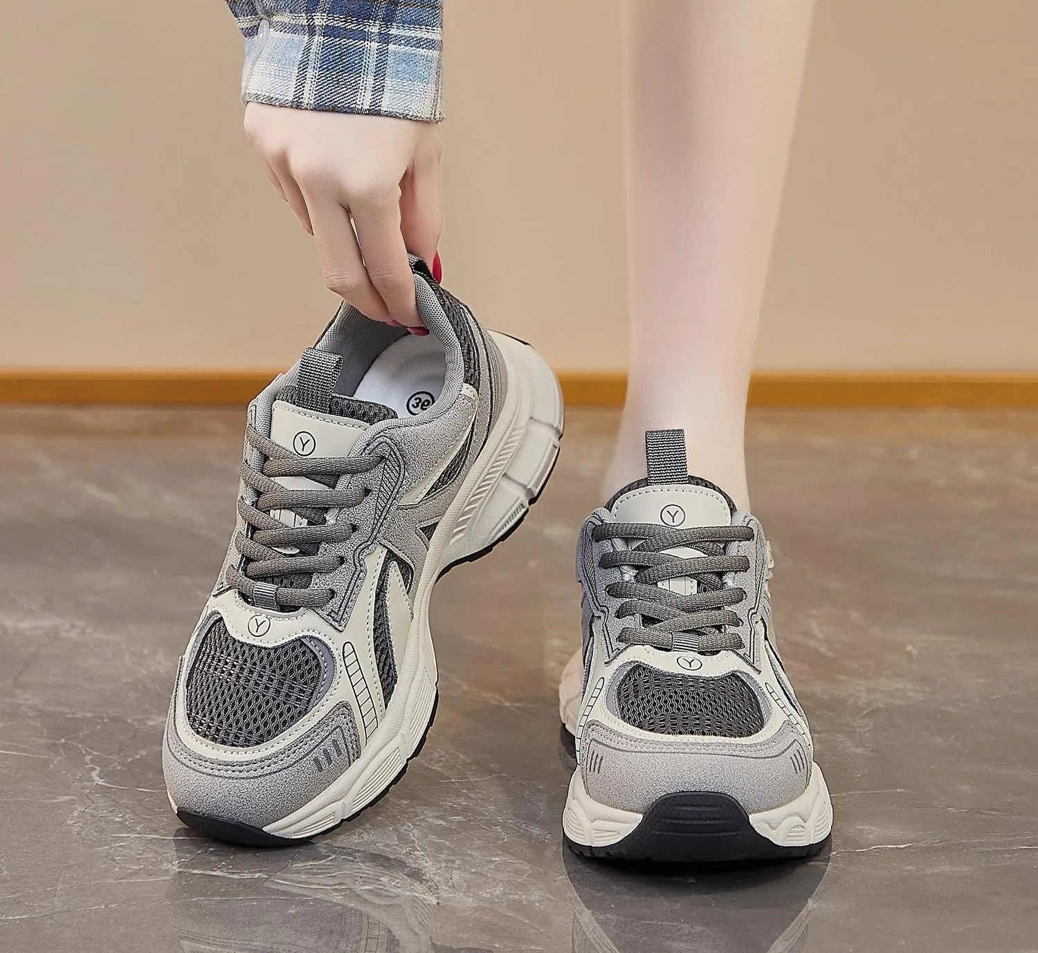 Women's Fashion Platform Sneakers Y2K Comfort Lightweight Breathable Walking Shoes Casual Sport Work Workout