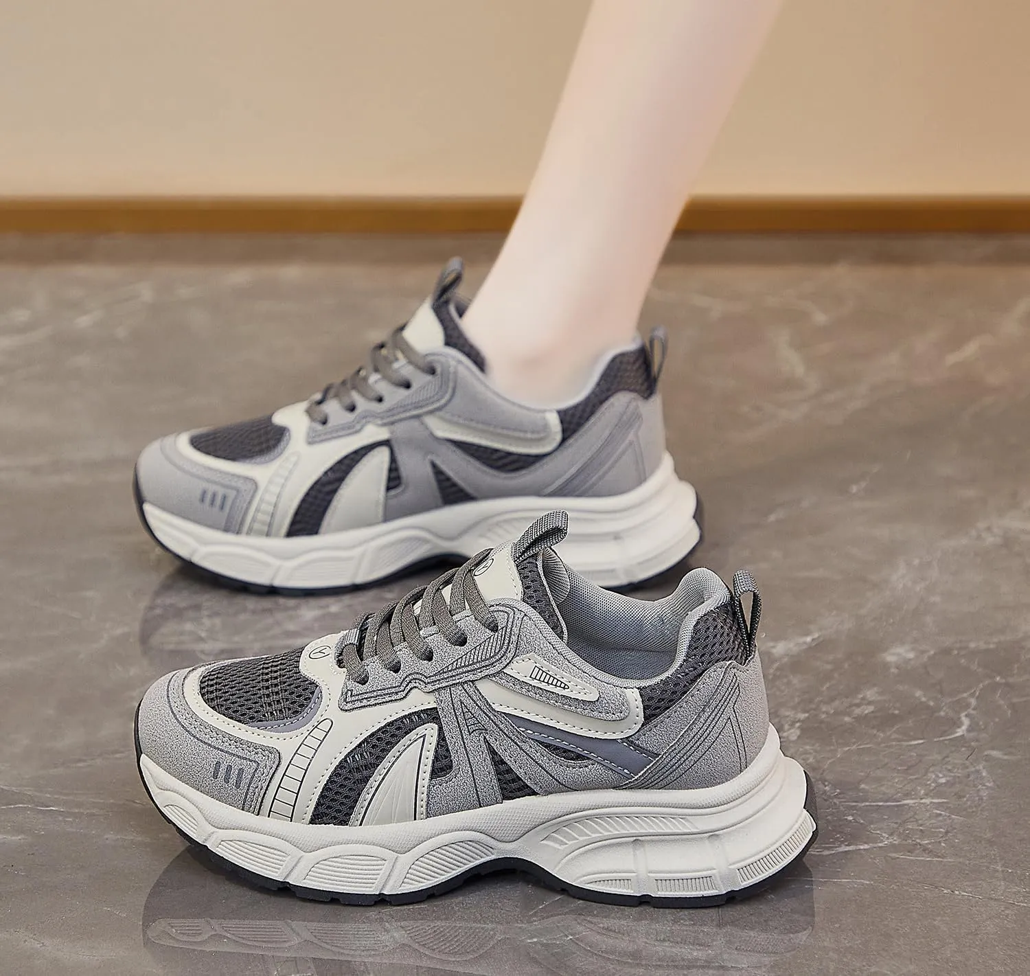 Women's Fashion Platform Sneakers Y2K Comfort Lightweight Breathable Walking Shoes Casual Sport Work Workout