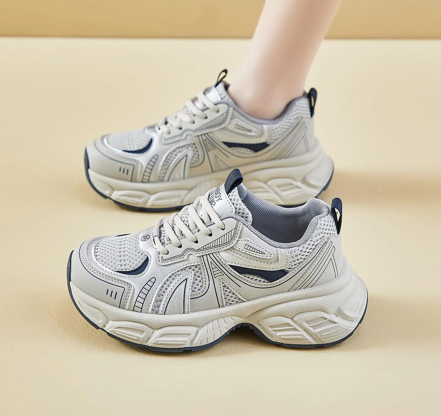Women's Fashion Platform Sneakers Y2K Comfort Lightweight Breathable Walking Shoes Casual Sport Work Workout