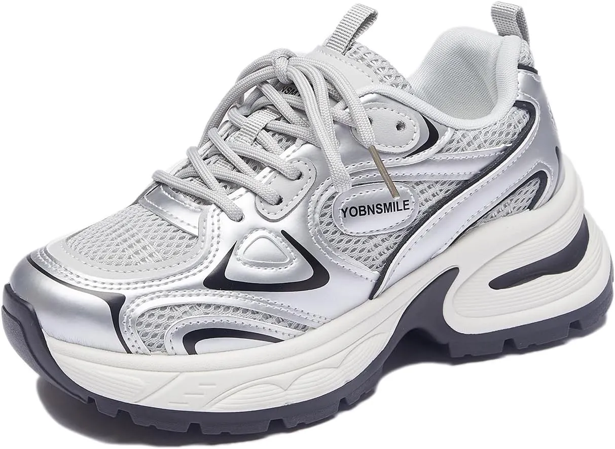 Women's Fashion Platform Sneakers Y2K Comfort Lightweight Breathable Walking Shoes Casual Sport Work Workout