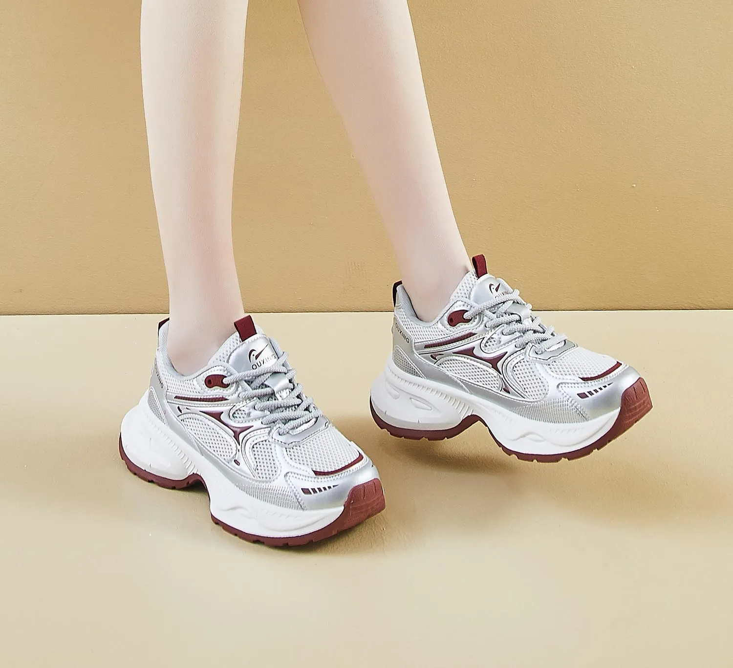 Women's Fashion Platform Sneakers Y2K Comfort Lightweight Breathable Walking Shoes Casual Sport Work Workout