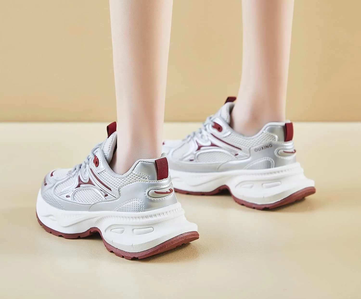 Women's Fashion Platform Sneakers Y2K Comfort Lightweight Breathable Walking Shoes Casual Sport Work Workout