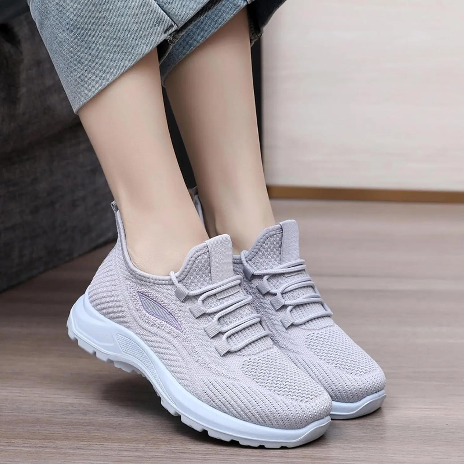 Women's Fashion Pure Color Cloth Casual Sports Shoes Breathable Non Slip Casual Shoes Indoor Running Shoe