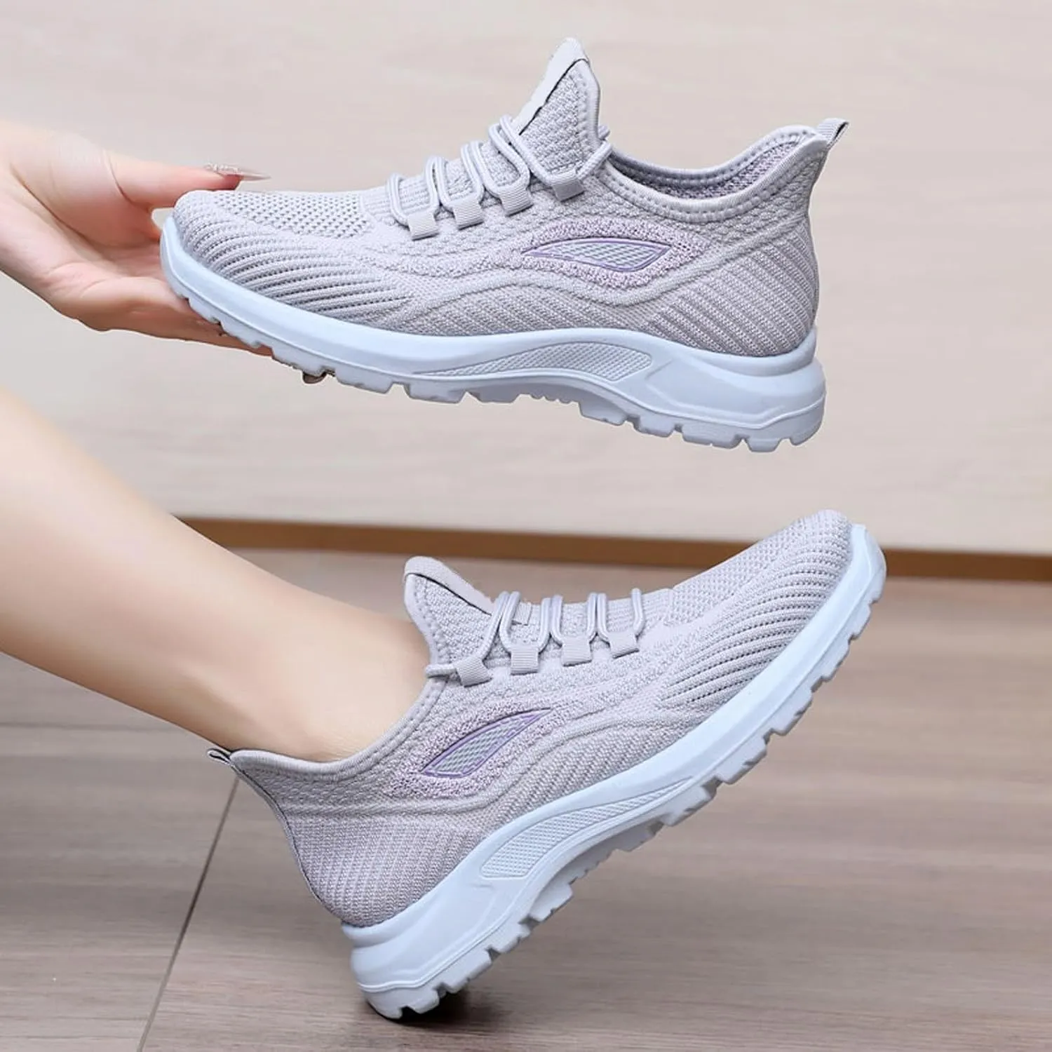 Women's Fashion Pure Color Cloth Casual Sports Shoes Breathable Non Slip Casual Shoes Indoor Running Shoe