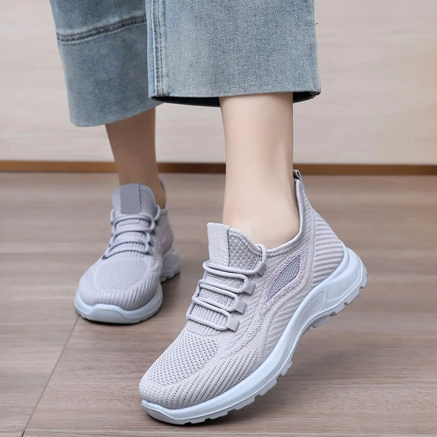 Women's Fashion Pure Color Cloth Casual Sports Shoes Breathable Non Slip Casual Shoes Indoor Running Shoe