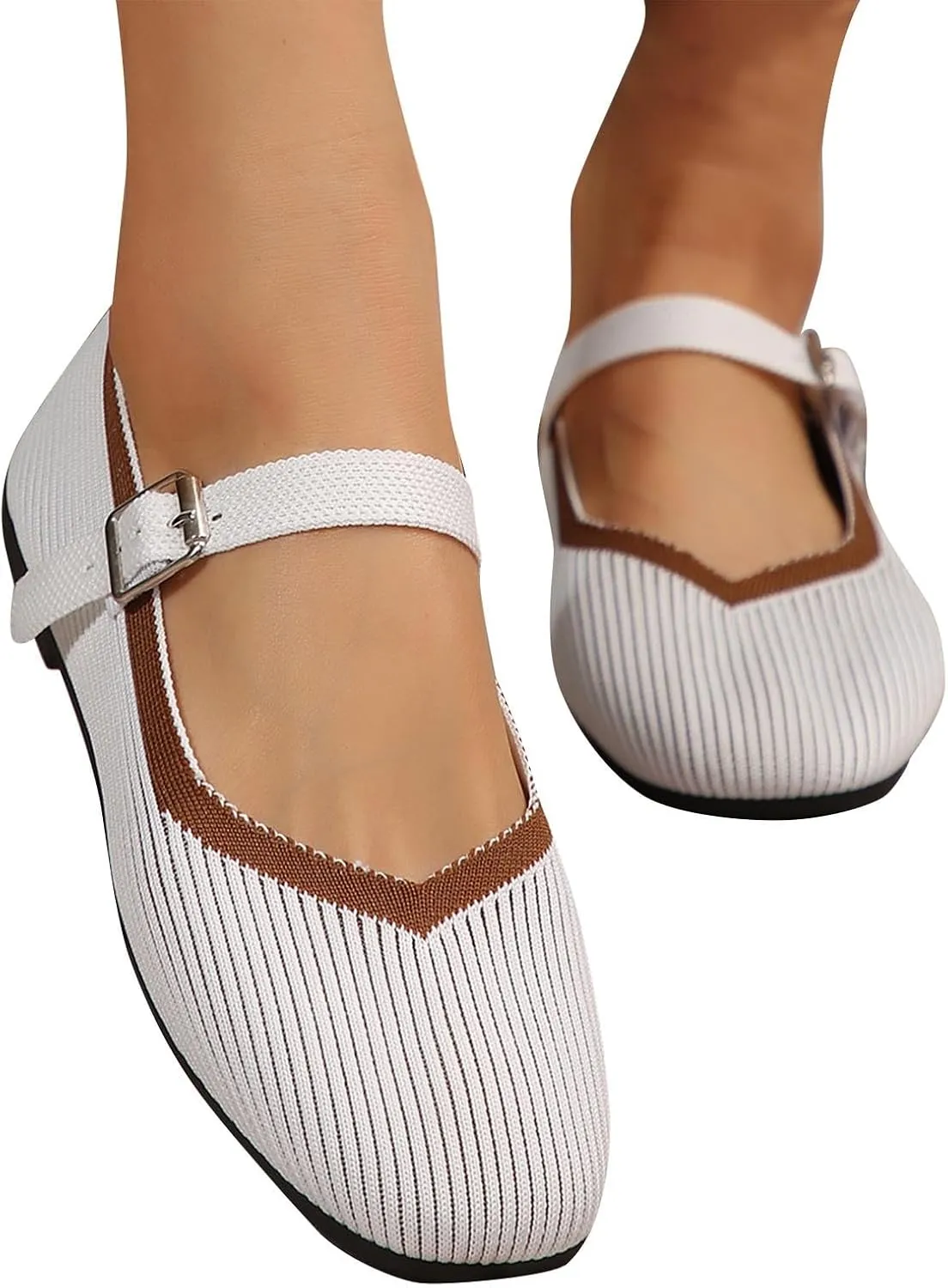 Women's Flat Shoes Flying Weave Round Toe Shallow Mouth Retro Colorblocking One Foot Stirrup Casual Work Single Shoes