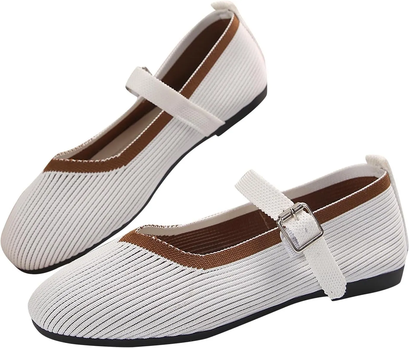 Women's Flat Shoes Flying Weave Round Toe Shallow Mouth Retro Colorblocking One Foot Stirrup Casual Work Single Shoes