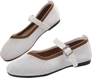 Women's Flat Shoes Flying Weave Round Toe Shallow Mouth Retro Colorblocking One Foot Stirrup Casual Work Single Shoes