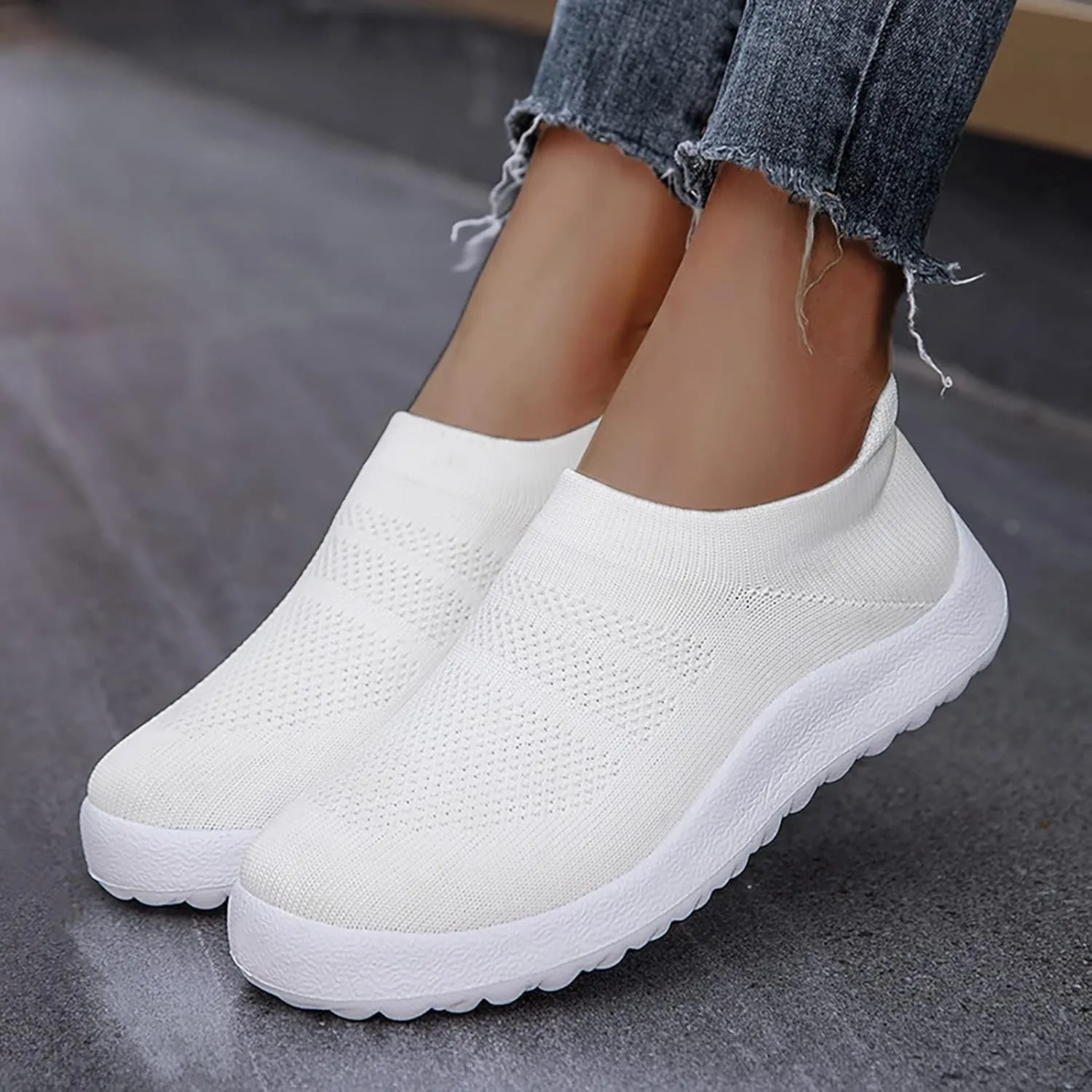 Womens Non Slip Work Shoes Slip On Water Resistant Tennis Shoes Men Mesh Ladies Casual Shoes High Top Sneakers Platform Tennis Shoe Loafers Shoe