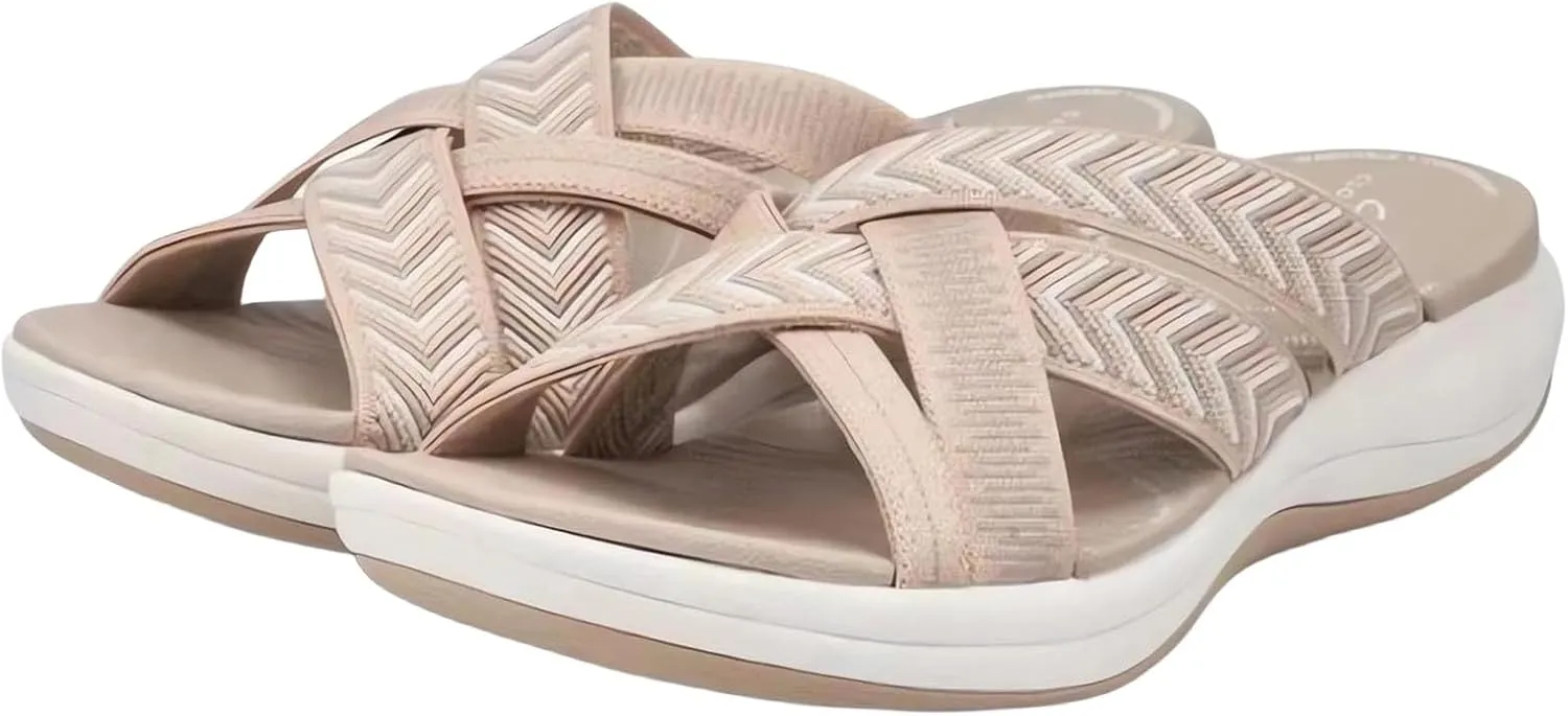 Womens Orthopedic Sandals Summer Arch Support Plantar Fasciitis Walking Sandal Outdoor Open Toe Soft Beach Shoes Breathable Comfort Open Toe Slip On Beach Flip Flops