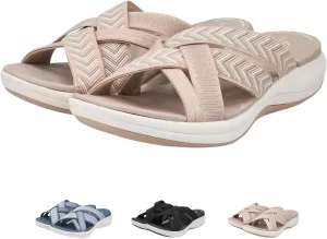 Womens Orthopedic Sandals Summer Arch Support Plantar Fasciitis Walking Sandal Outdoor Open Toe Soft Beach Shoes Breathable Comfort Open Toe Slip On Beach Flip Flops