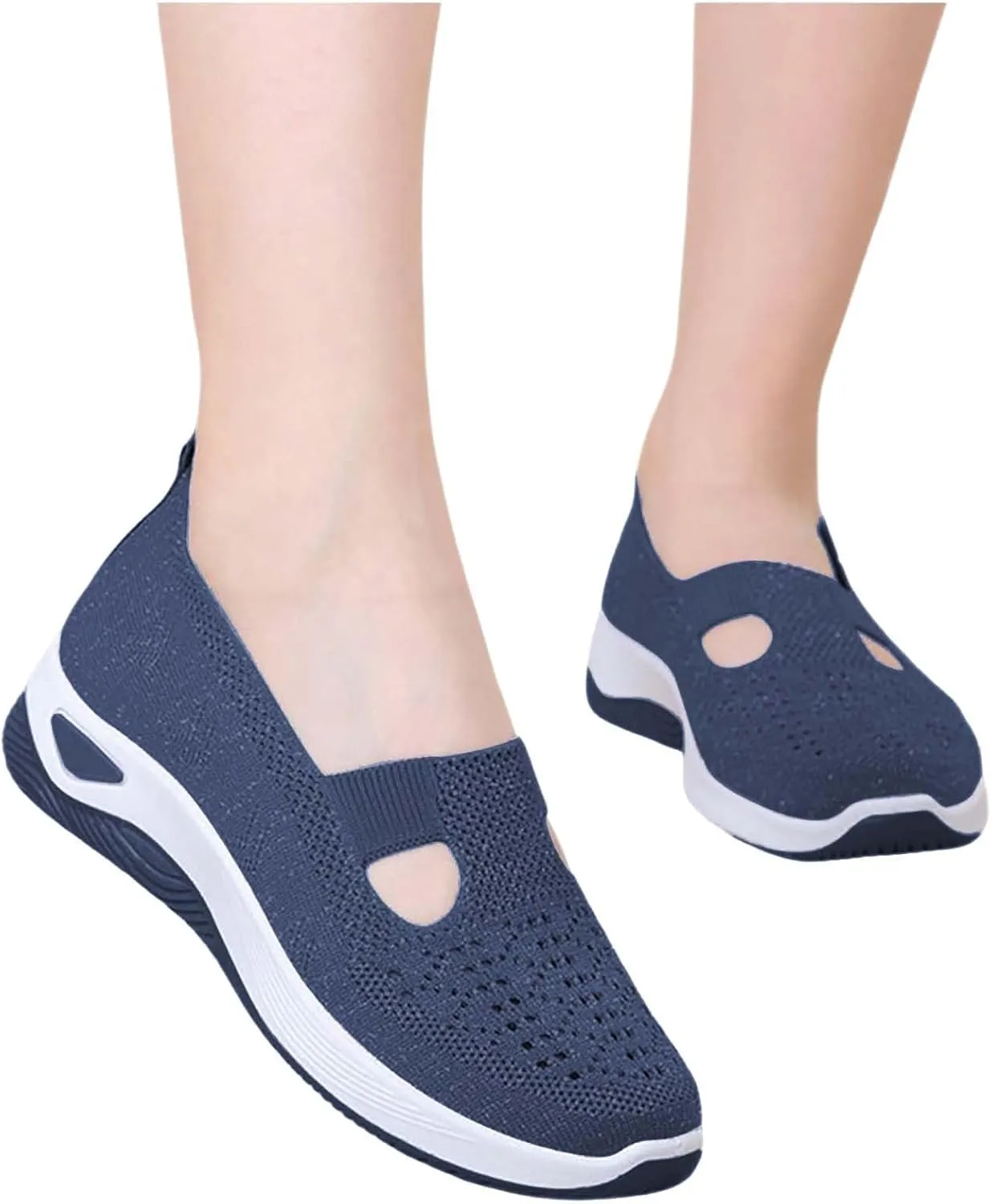 Womens Orthopedic Shoes Breathable Comfortable Arch Support Sneakers Slip On Wide Width Walking Mesh Soft Footwear