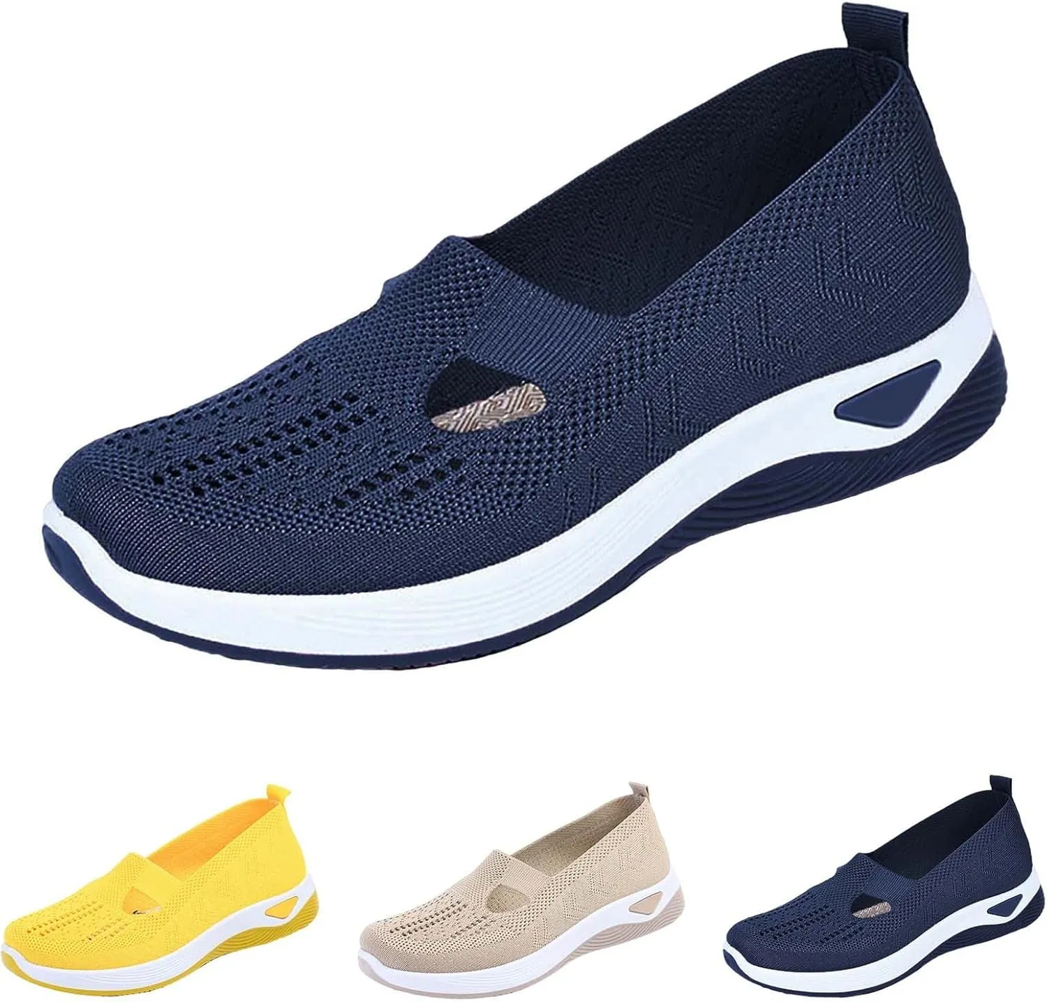 Womens Orthopedic Shoes Breathable Comfortable Arch Support Sneakers Slip On Wide Width Walking Mesh Soft Footwear