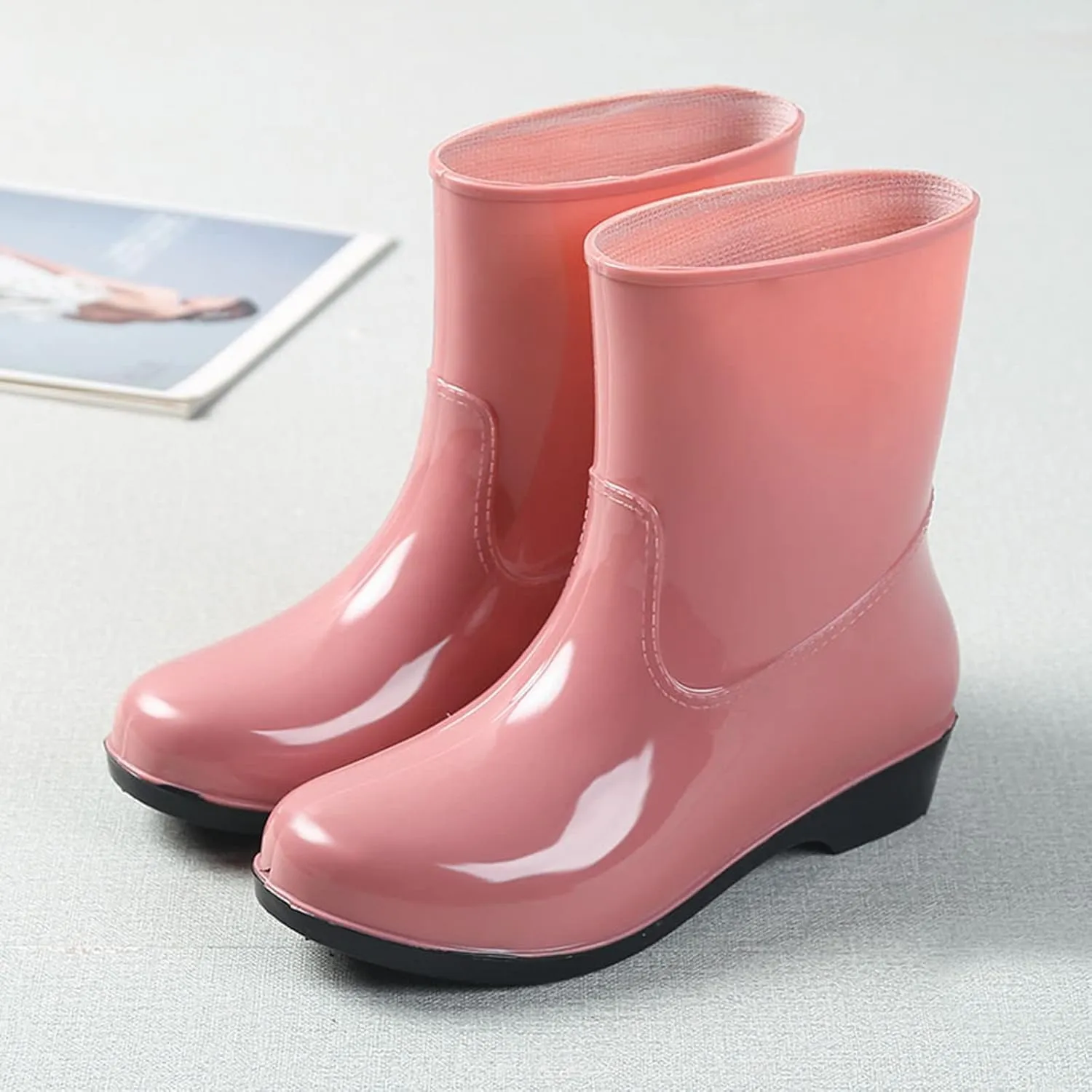 Womens Rain Boots Tall Waterproof Mens Grounded Footwear Booties To Wear with Dresses Work Barefoot Shoes Packable Tall Rain Boots for Women Waterproof Chelsea Boots
