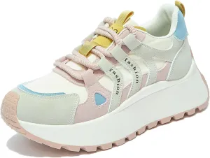 Women's Retro Platform Athletic Shoes Non-Slip Gym & Walking Shoes Lace-Up Breathable Chunky Sneakers