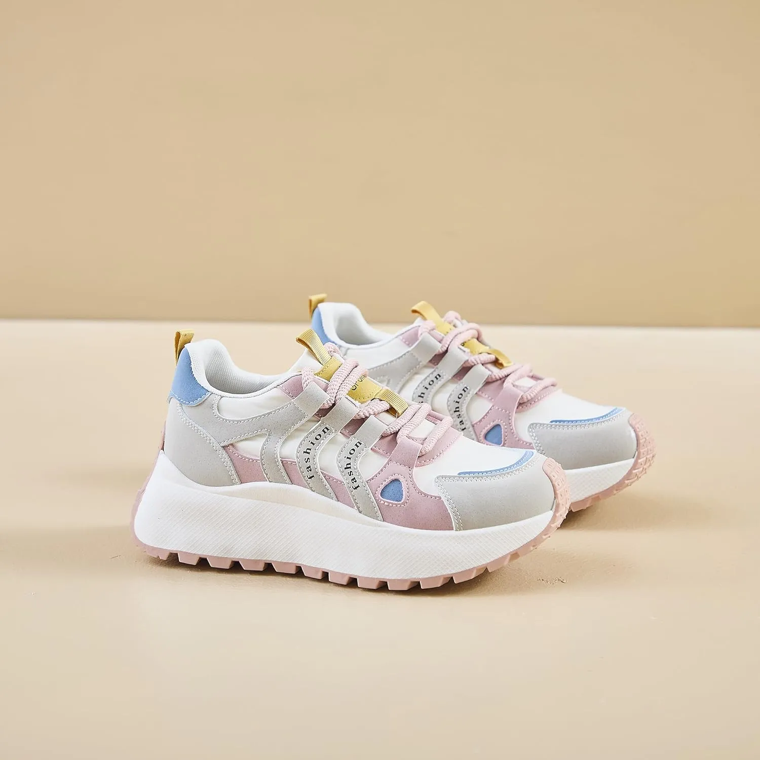 Women's Retro Platform Athletic Shoes Non-Slip Gym & Walking Shoes Lace-Up Breathable Chunky Sneakers