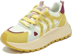 Women's Retro Platform Athletic Shoes Non-Slip Gym & Walking Shoes Lace-Up Breathable Chunky Sneakers