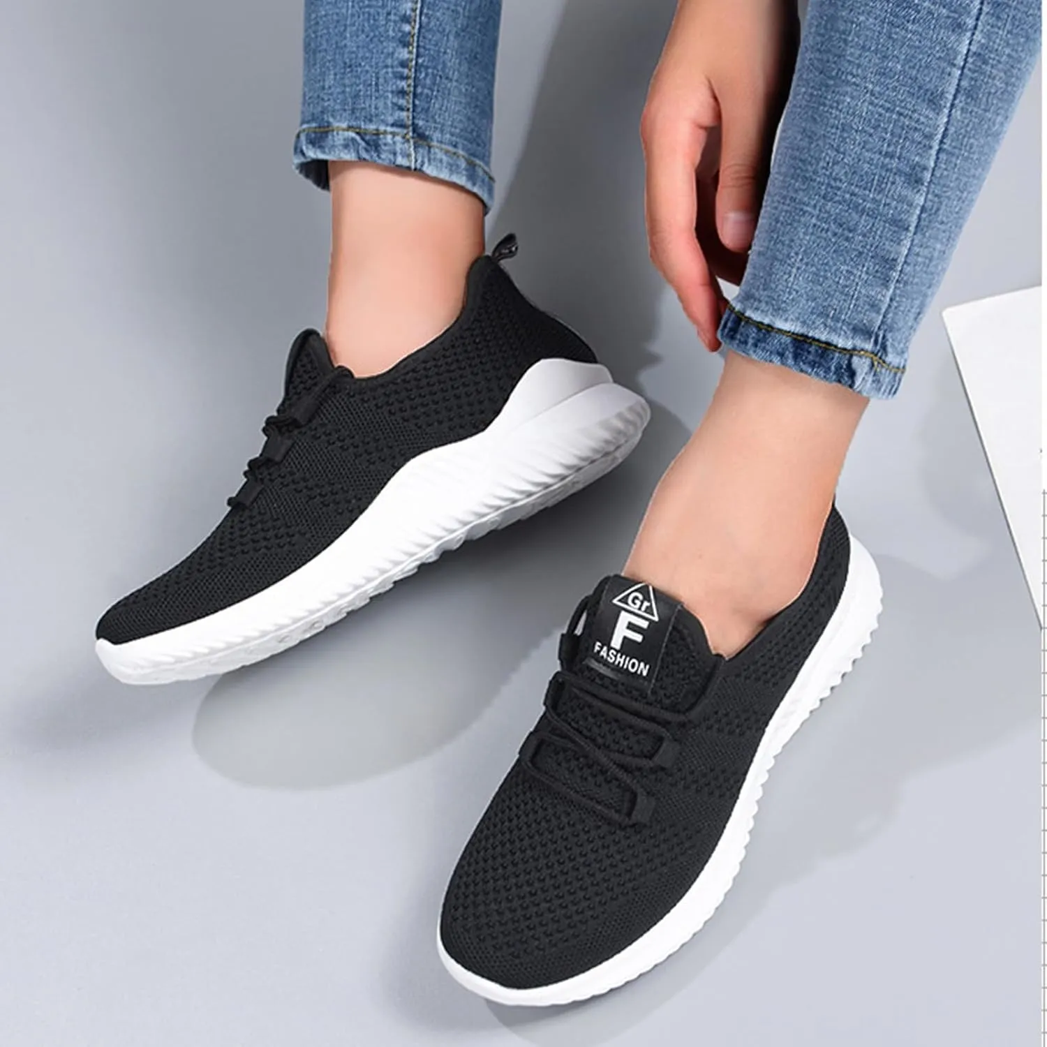Womens Running Shoes Slip On Arch Support Orthopedic Shoes Non Slip Mesh Breathable Sneakers Lightweight Athletic Gym Workout Tennis Training Sneakers for Summer